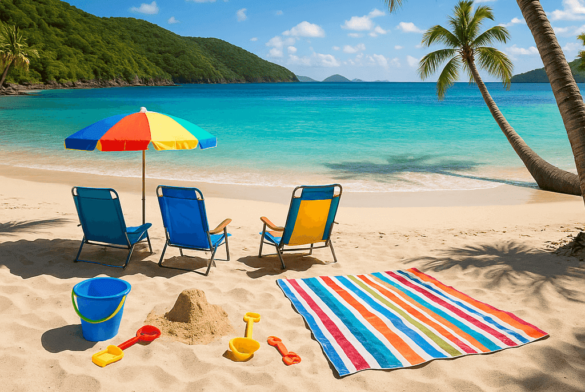 Relaxing vacation on a tropical Virgin Islands beach
